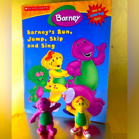 The Lyons Group Other - BARNEY THE PURPLE DINOSAUR 90s BUNDLE BJ & BARNEY FIGURES & BARNEY ACTIVITY BOOK